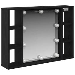 Armoire miroir moderne avec &eacute;clairage LED 76 x 15 x 55 cm rangement pratique en bois d'ing&eacute;nierie c