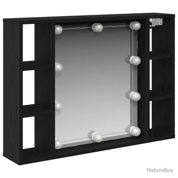Armoire miroir moderne avec �clairage LED 76 x 15 x 55 cm rangement pratique en bois d'ing�nierie c