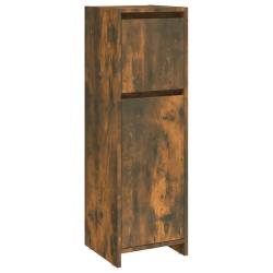 Armoire de bain design &eacute;l&eacute;gant avec grand rangement 30 x 30 x 95 cm en bois d'ing&eacute;nierie ch&ecirc;ne fum&eacute;