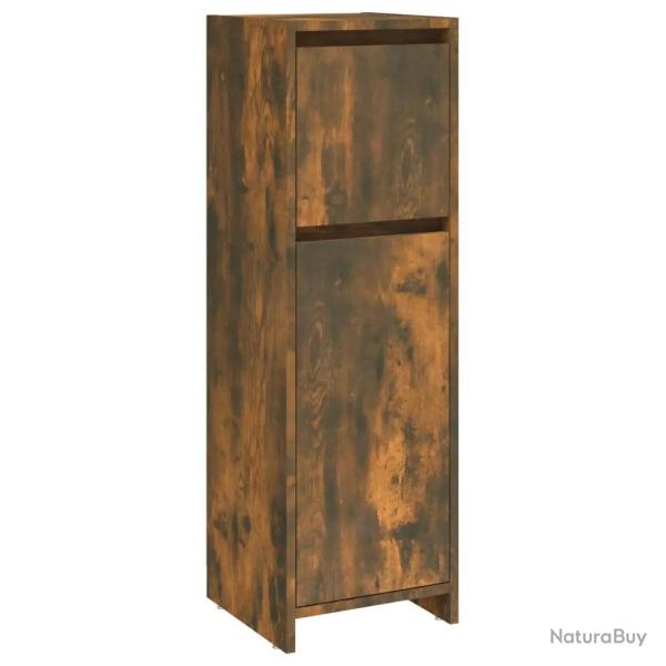 Armoire de bain design �l�gant avec grand rangement 30 x 30 x 95 cm en bois d'ing�nierie ch�ne fum�