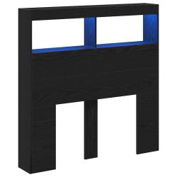 Armoire t&ecirc;te de lit avec LED rangement 100 x 17 x 102 cm design moderne en bois d'ing&eacute;nierie ch&ecirc;ne