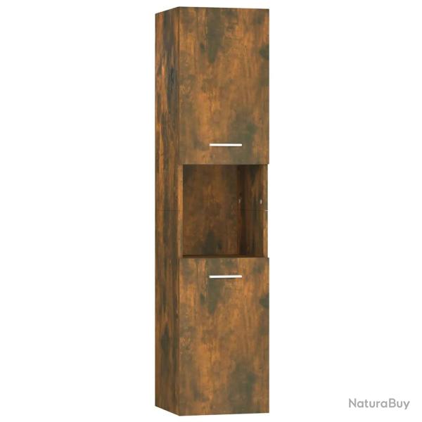 Armoire de bain moderne design �pur� rangement 30 x 30 x 130 cm en bois d'ing�nierie ch�ne fum� 02_