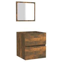 Armoire de bain murale design pratique rangement 41 x 38,5 x 45 cm en bois d'ing&eacute;nierie ch&ecirc;ne fum&eacute;