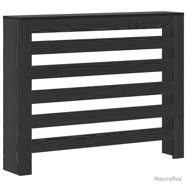 Cache-radiateur rectangulaire design �pur� avec �tag�re 104 x 20 x 82 cm en bois d'ing�nierie noir