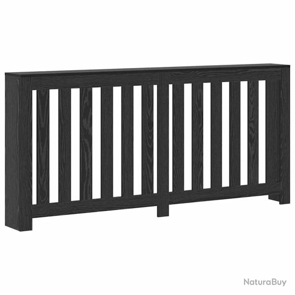 Cache-radiateur design �pur� avec rangement 175 x 20 x 82 cm en bois d'ing�nierie ch�ne noir 02_005