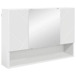 Armoire miroir moderne pratique rangement int&eacute;rieur 80 x 17 x 55 cm en bois d'ing&eacute;nierie blanc 02_0
