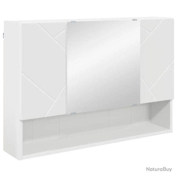 Armoire miroir moderne pratique rangement int�rieur 80 x 17 x 55 cm en bois d'ing�nierie blanc 02_0