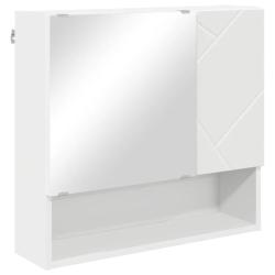 Armoire miroir rectangulaire avec rangement int&eacute;rieur 59 x 17 x 55 cm chic minimaliste en bois blan