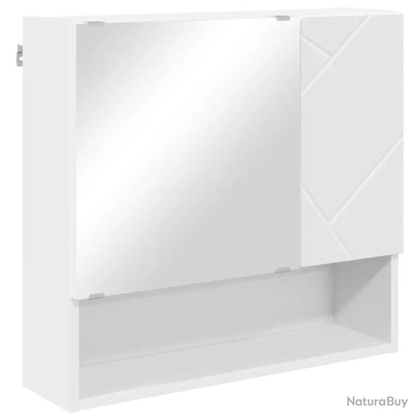 Armoire miroir rectangulaire avec rangement int�rieur 59 x 17 x 55 cm chic minimaliste en bois blan