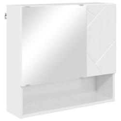 Armoire miroir moderne avec rangement mural 59 x 17 x 55 cm en bois d'ing&eacute;nierie blanc brillant 02_