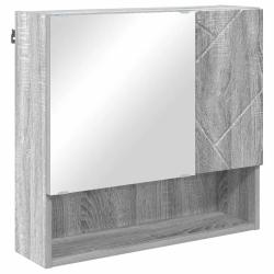 Armoire miroir design moderne gain de place 59 x 17 x 55 cm en bois d'ing&eacute;nierie gris sonoma 02_005