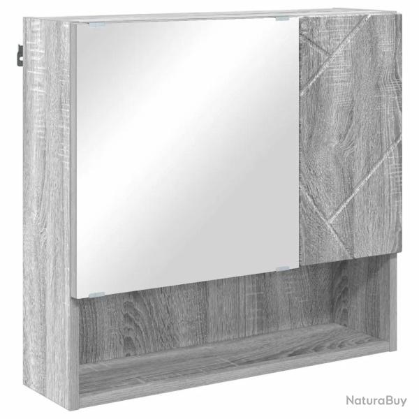 Armoire miroir design moderne gain de place 59 x 17 x 55 cm en bois d'ing�nierie gris sonoma 02_005