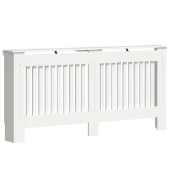 Cache-radiateur moderne 172 x 19 x 81 cm rangement s&eacute;curis&eacute; design &agrave; lattes verticales en bois blan