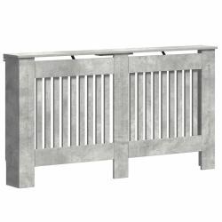 Cache-radiateur moderne esth&eacute;tique avec rangement 152 x 19 x 81 cm en bois d'ing&eacute;nierie gris b&eacute;ton