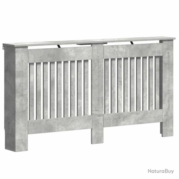 Cache-radiateur moderne esth�tique avec rangement 152 x 19 x 81 cm en bois d'ing�nierie gris b�ton