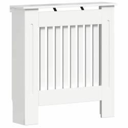 Cache-radiateur moderne bois d'ing&eacute;nierie 78 x 19 x 81,5 cm design &eacute;pur&eacute; rangement en blanc brillan