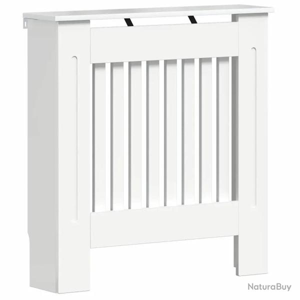 Cache-radiateur moderne bois d'ing�nierie 78 x 19 x 81,5 cm design �pur� rangement en blanc brillan