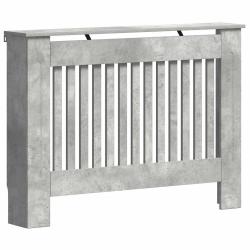 Cache-radiateur moderne avec rangement sup&eacute;rieur 112 x 19 x 81 cm design &eacute;pur&eacute; en bois gris b&eacute;ton 0