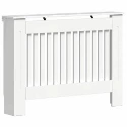 Cache-radiateur moderne avec &eacute;tag&egrave;re d&eacute;corative 112 x 19 x 81 cm s&eacute;curit&eacute; enfant en bois blanc 02_0