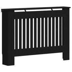 Cache-radiateur design moderne 112 x 19 x 81 cm avec &eacute;tag&egrave;re d&eacute;corative en bois d'ing&eacute;nierie noir 0