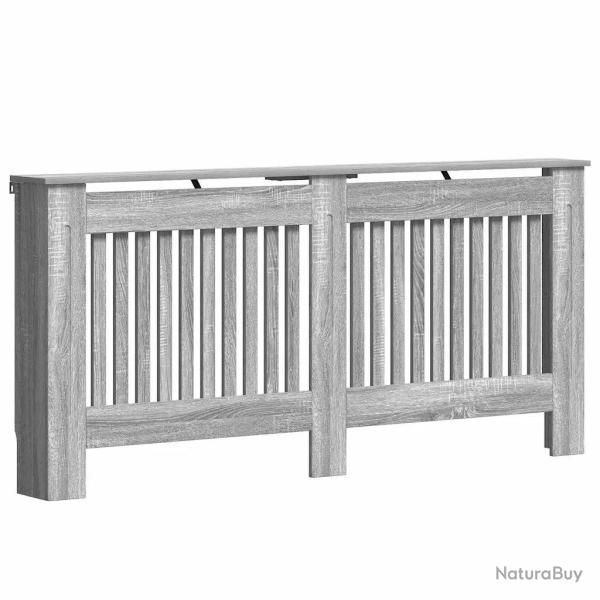 Cache-radiateur en bois d'ing�nierie 172 x 19 x 81,5 cm avec rangement design moderne en gris sonom
