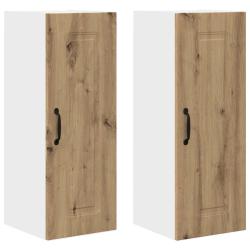 Lot de 2 armoires de cuisine fonctionnelles minimalistes 30 x 31 x 80 cm en bois d'ing&eacute;nierie ch&ecirc;ne