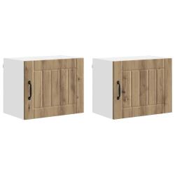 Lot de 2 armoires de cuisine modernes fonctionnelles 50 x 31 x 40 cm en bois d'ing&eacute;nierie ch&ecirc;ne art