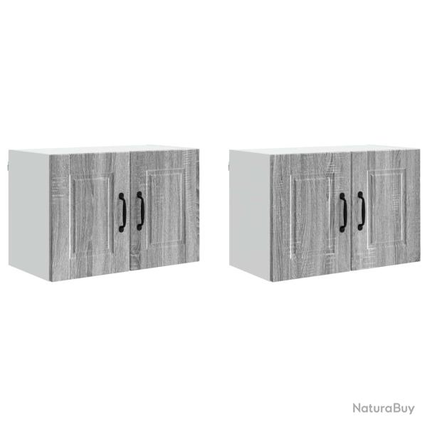 Lot de 2 armoires de cuisine murales modernes rangement efficace 60 x 31 x 40 cm en bois d'ing�nier
