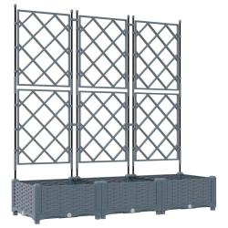 Lot de 3 cache-pots de jardin moderne 120 x 40 x 125,5 cm design chic ext&eacute;rieur en acier gris clair