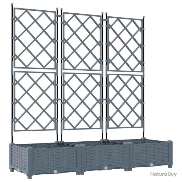 Lot de 3 cache-pots de jardin moderne 120 x 40 x 125,5 cm design chic ext�rieur en acier gris clair