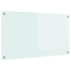 Protection de cuisine design moderne r&eacute;sistante chaleur 90 x 50 cm en verre tremp&eacute; blanc 02_0059104