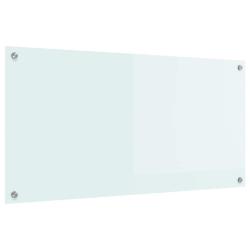 Protection de cuisine moderne 100 x 50 cm durable et thermor&eacute;sistant en verre tremp&eacute; blanc 02_00591