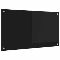 Protection de cuisine moderne en verre tremp&eacute; 90 x 50 cm durable thermor&eacute;sistant en verre noir 02_0