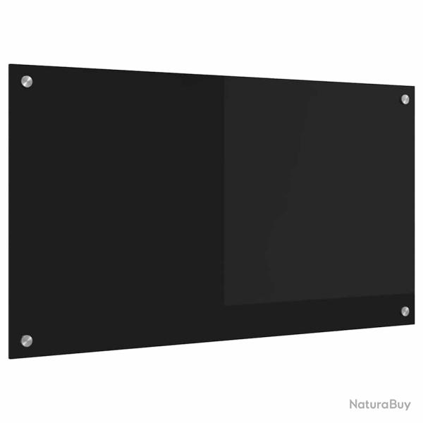Protection de cuisine moderne en verre tremp� 90 x 50 cm durable thermor�sistant en verre noir 02_0