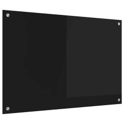 Protection de cuisine moderne thermor&eacute;sistante 90 x 60 cm entretien facile en verre tremp&eacute; noir 02_