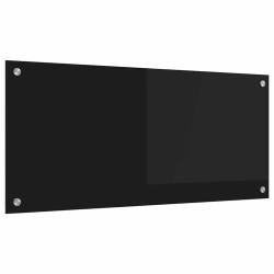 Protection de cuisine moderne durable 90 x 40 cm design &eacute;pur&eacute; en verre tremp&eacute; noir 02_0059127