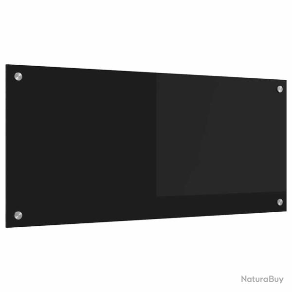 Protection de cuisine moderne durable 90 x 40 cm design �pur� en verre tremp� noir 02_0059127