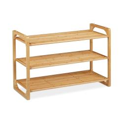 &Eacute;tag&egrave;re &agrave; chaussures empilable moderne 3 niveaux 90 x 30 x 30 cm rangement ordonn&eacute; en bambou nature