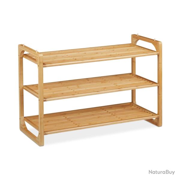 �tag�re � chaussures empilable moderne 3 niveaux 90 x 30 x 30 cm rangement ordonn� en bambou nature
