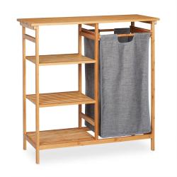 &Eacute;tag&egrave;re &agrave; linge design pratique salle de bain 60 x 30 x 90 cm avec rangement et panier amovible en