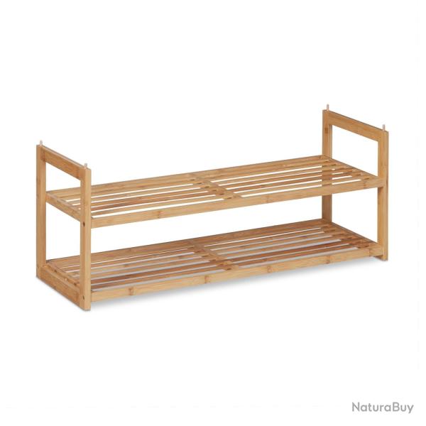 �tag�re � chaussures empilable moderne 2 niveaux extensible rangement entr�e 60 x 25 x 40 cm en bam