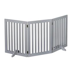 Barri&egrave;re de s&eacute;curit&eacute; r&eacute;glable pour chien 70 x 51 x 2 cm protection escalier chemin&eacute;e en MDF gris 13