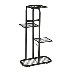 &Eacute;tag&egrave;re &agrave; plantes escalier moderne 81 x 44 x 24,5 cm pour fleurs en acier poudr&eacute; noir 13_0010761