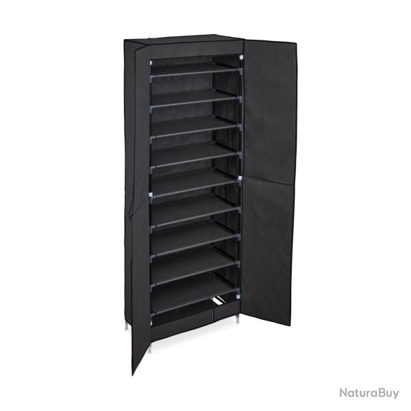 Armoire � chaussures grande capacit� 168 x 61 x 31,5 cm 10 compartiments rangement s�curis� en tiss