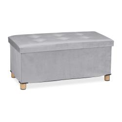 Banquette de rangement en velours matelass&eacute;e 34 x 76 x 38 cm espace de stockage polyvalent style mo