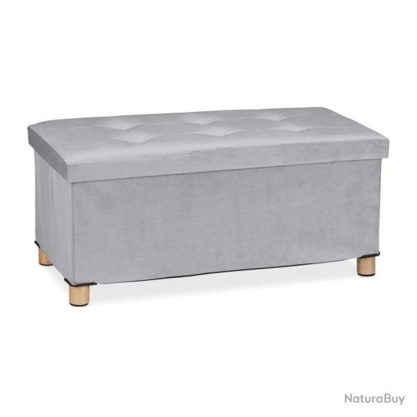 Banquette de rangement en velours matelass�e 34 x 76 x 38 cm espace de stockage polyvalent style mo