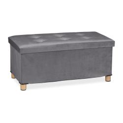 Banquette de rangement moderne pliable pour salon couloir 34 x 76 x 38 cm en velours gris 13_0010923