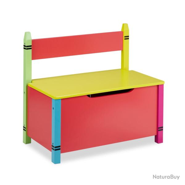Banquette de rangement assise pratique chambre d'enfant 90 x 40 x 40 cm design color� en bois multi