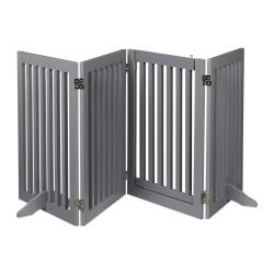 Barri&egrave;re de s&eacute;curit&eacute; pliable pour animaux &agrave; 4 pans 60 x 80 x 45 cm protection optimale en m&eacute;tal gri
