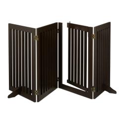 Barri&egrave;re de s&eacute;curit&eacute; rabattable pour animaux 80 x 75 x 4 cm protection escalier porte en MDF marron